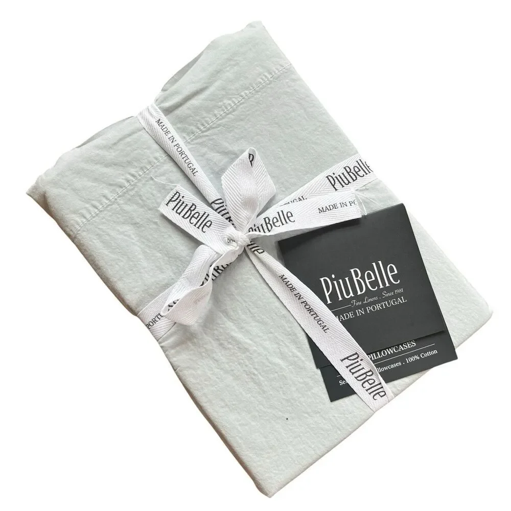 PiuBelle Portugal Gray Cotton Percale Pillowcases Set of 2 Standard Piu Belle